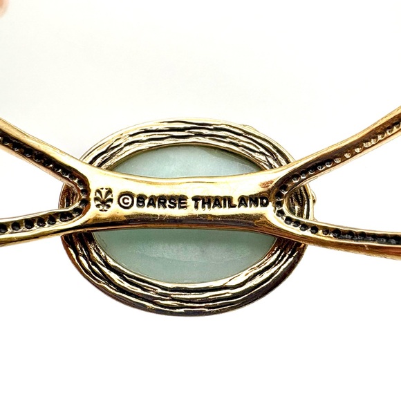 Studio Barse Natural Amazonite Golden Bronze Cuff Bracelet with Butterflies - Picture 5 of 5